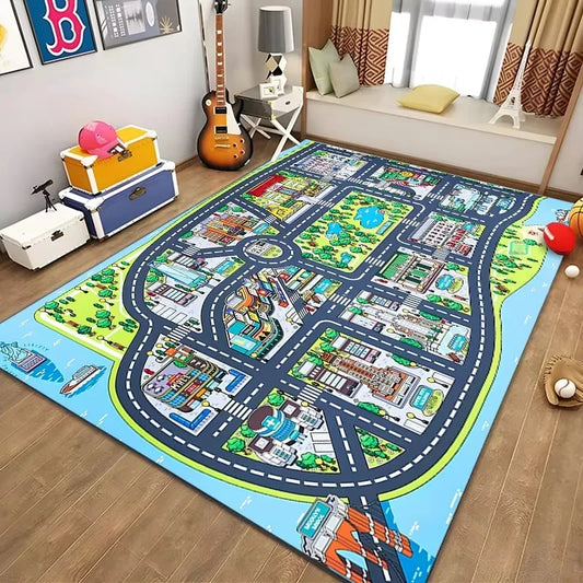 Tapis de circuit voiture 3D - 120x160 cm - Antidérapant