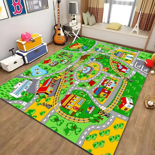 Tapis de chambre pour Enfant avec Routes - 120x160 cm - Antidérapant