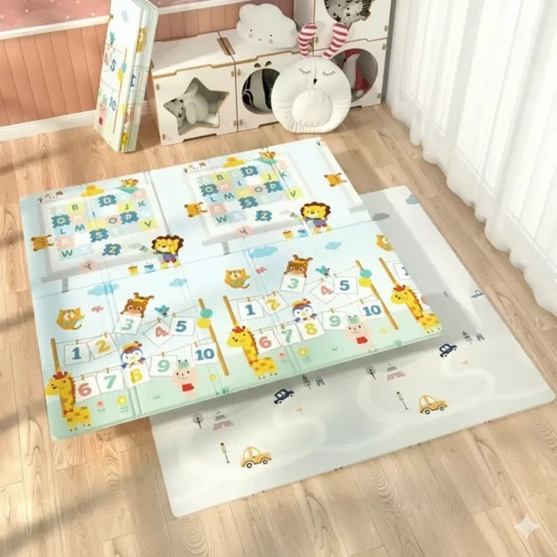 Tapis d’éveil et de motricité - Pliable à double face
