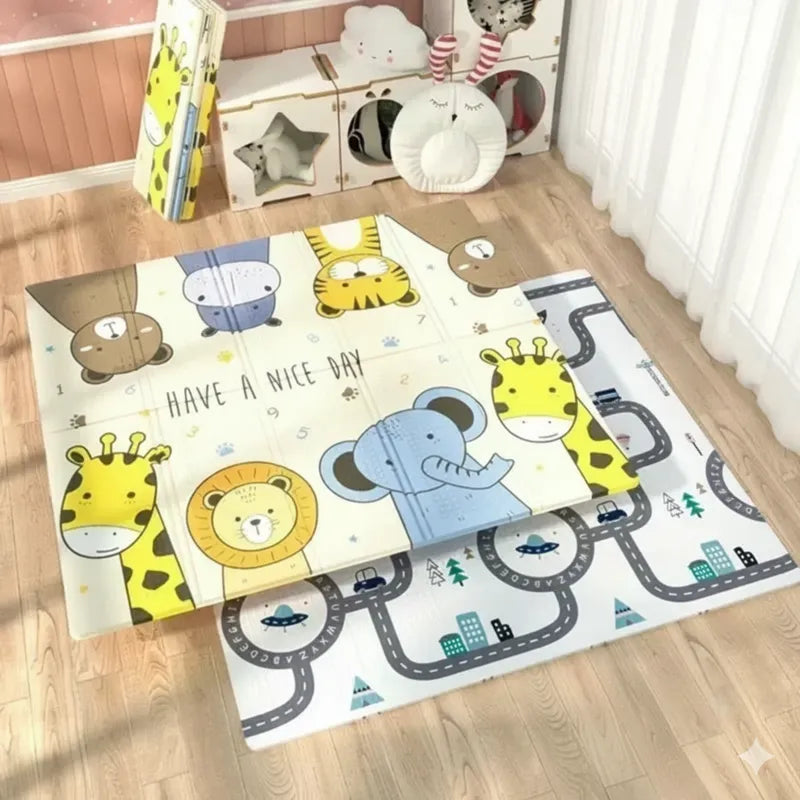 Tapis d’éveil et de motricité - Pliable à double face