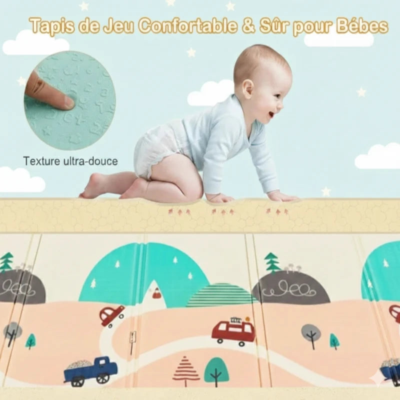 Tapis d’éveil et de motricité - Pliable à double face